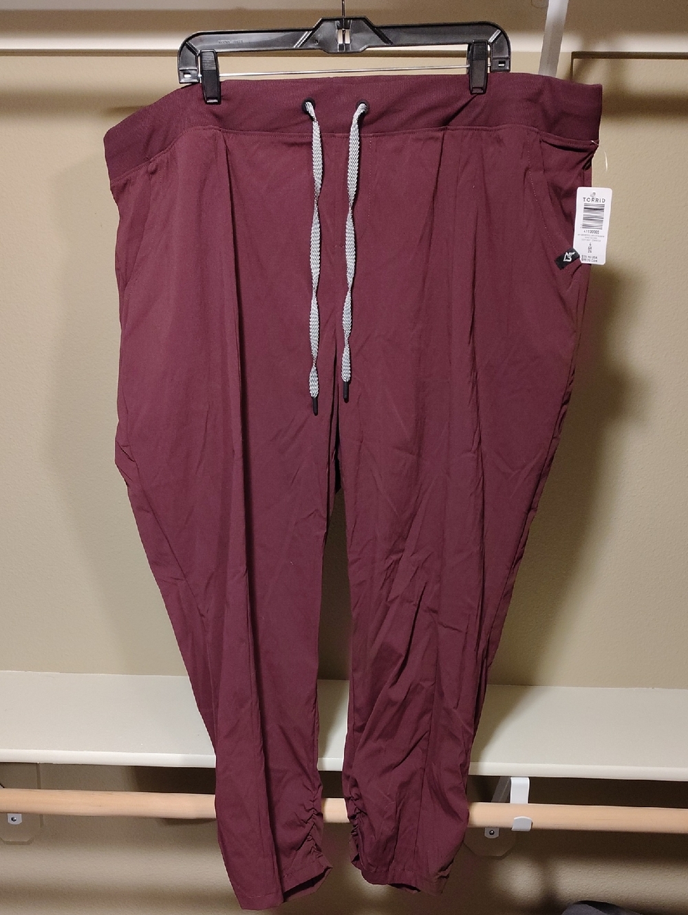 torrid Maroon Track Joggers with Contrast Drawstring